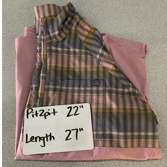 LL Bean Sz M Everyday SunSmart Woven Plaid Quarter-Zip Pullover Shirt Colorblock - Picture 8 of 12